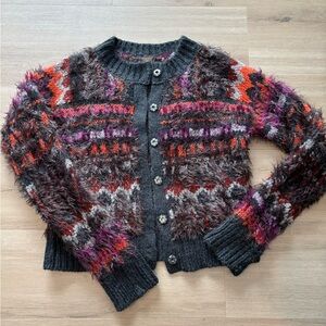 Beautiful Free People Multicolor Fuzzy Knit Cardigan